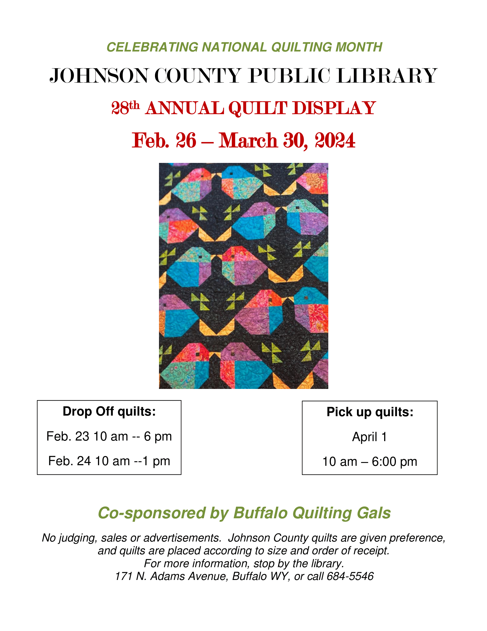 28th Annual Quilt Display Feb. 26-Mar. 30, 2024 Image
