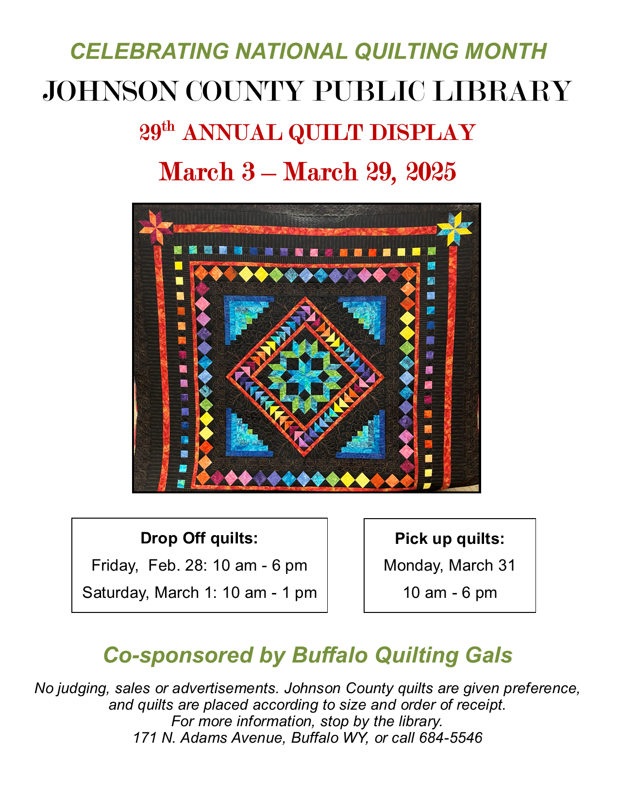 29th Annual Quilt Display Mar. 3 - Mar. 29, 2025 Image