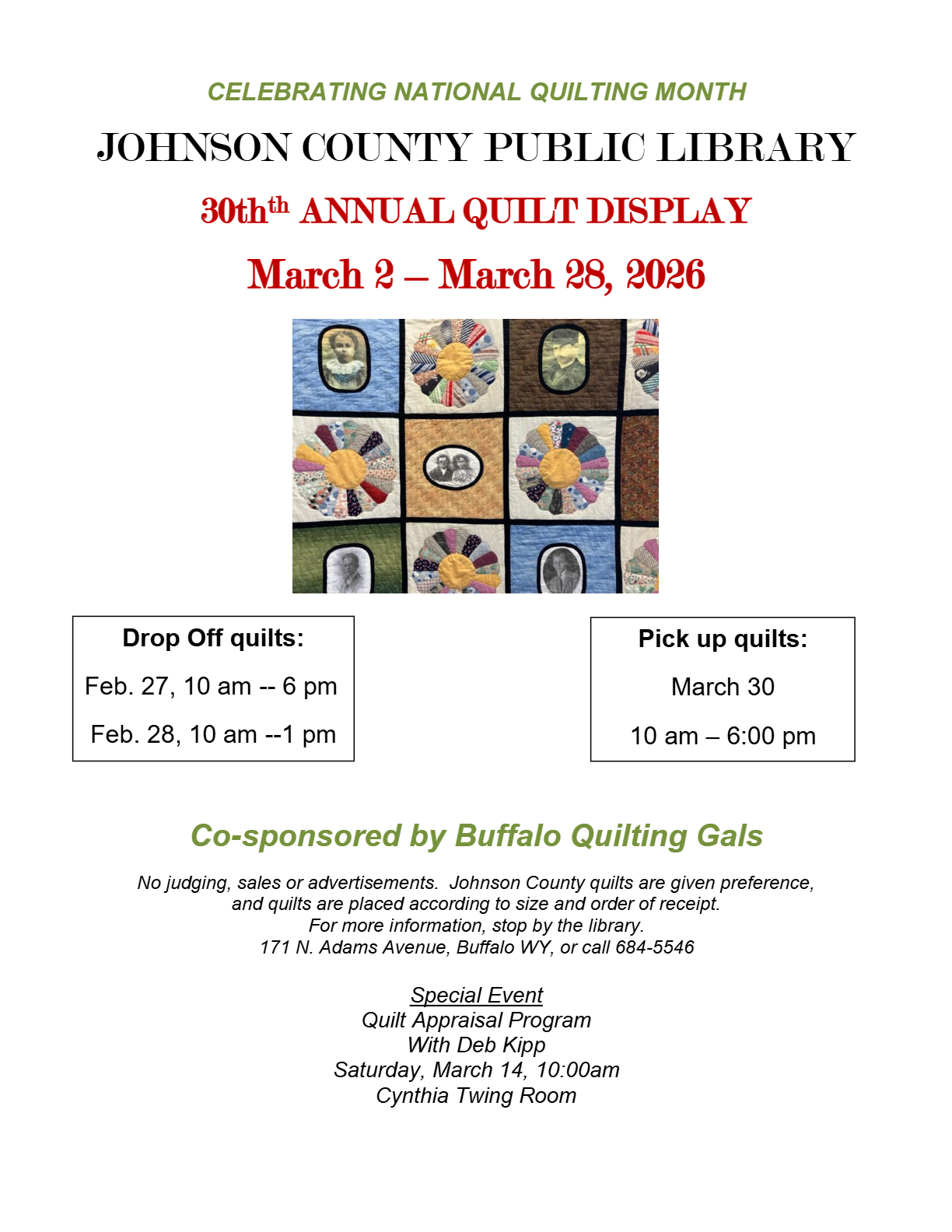 30th Annual Quilt Display Mar. 2 - Mar. 28, 2026 Image