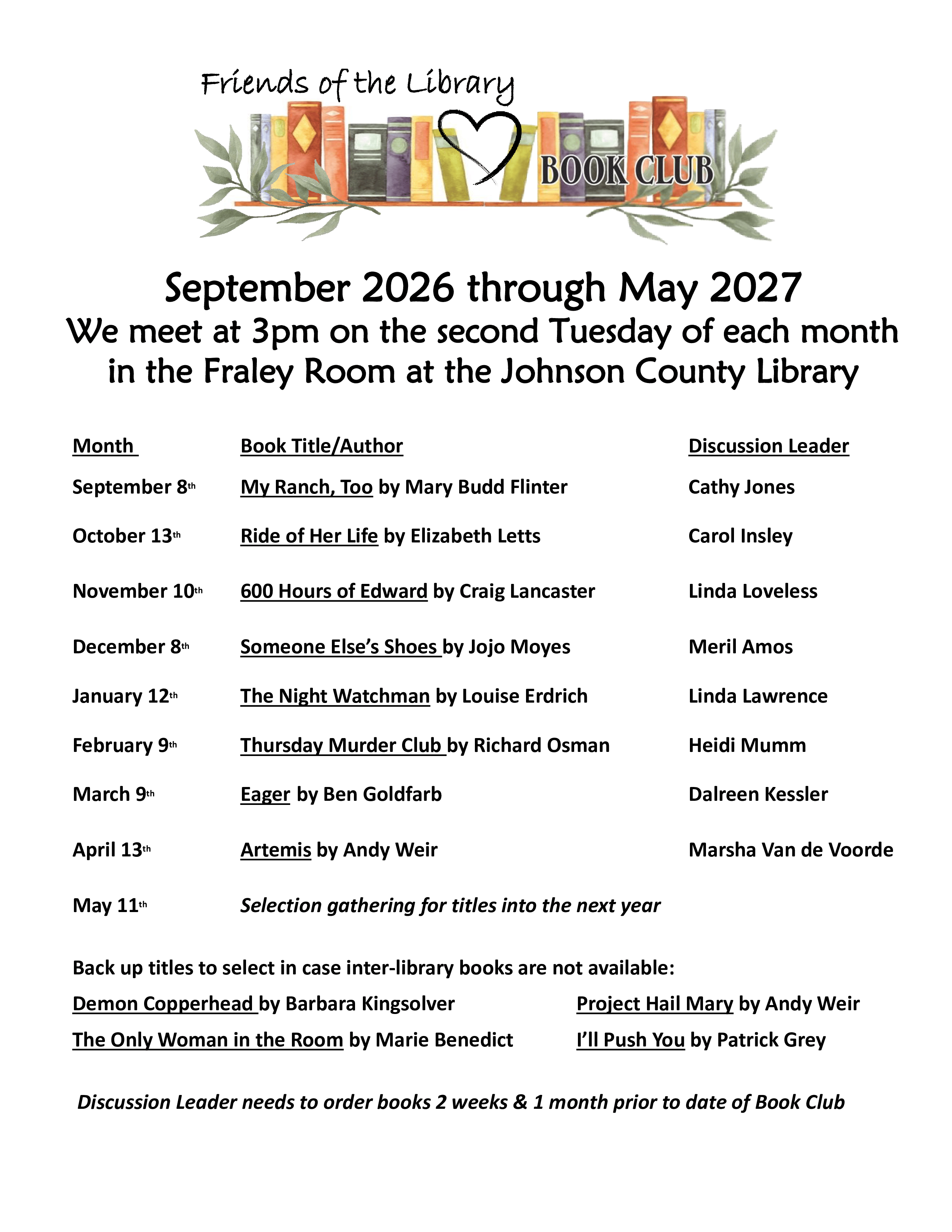 Friends of the Library Book Club Image