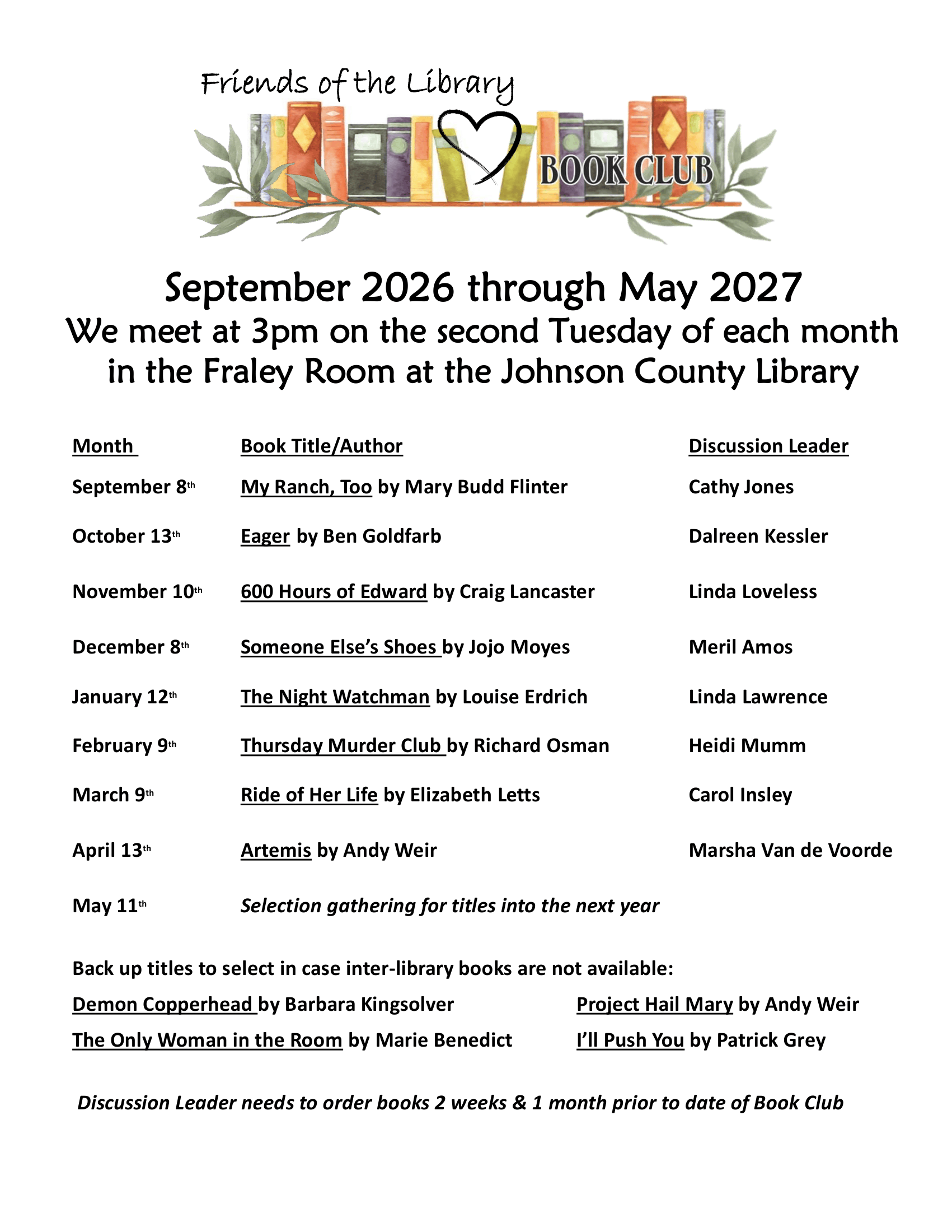Friends of the Library Book Club Image
