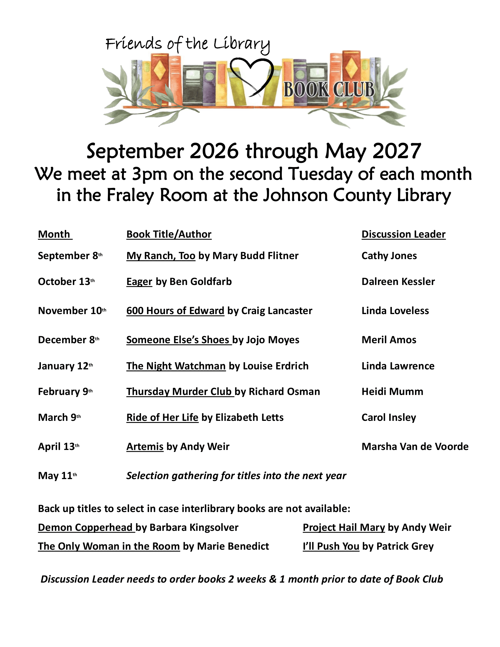 Friends of the Library Book Club Image